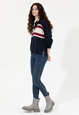 Kadın Lacivert V Yaka Kazak - 50257810006