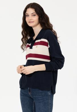 Kadın Lacivert V Yaka Kazak - 50257810006