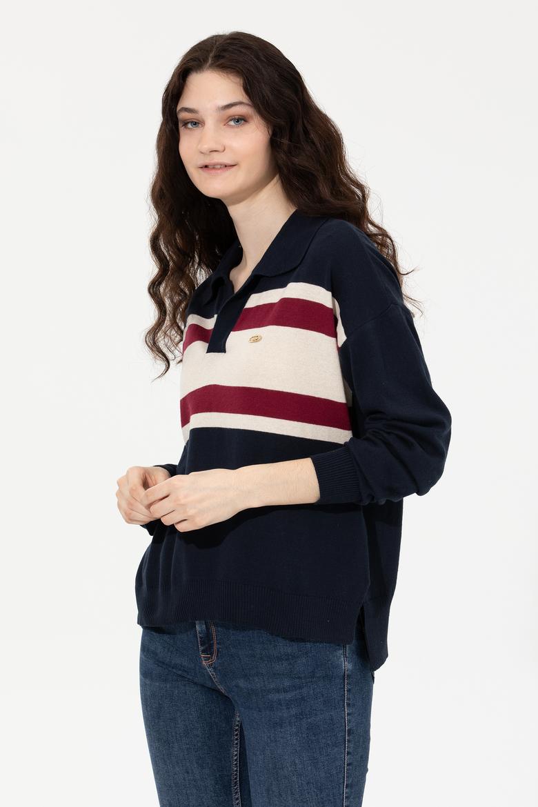 Kadın Lacivert V Yaka Kazak - 50257810006