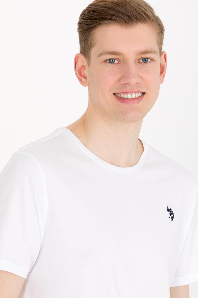 Erkek Beyaz Basic Bisiklet Yaka Tişört