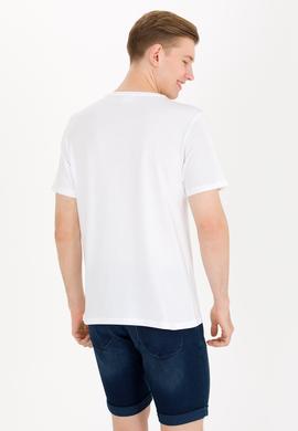 Erkek Beyaz Basic Bisiklet Yaka Tişört - 50263026001