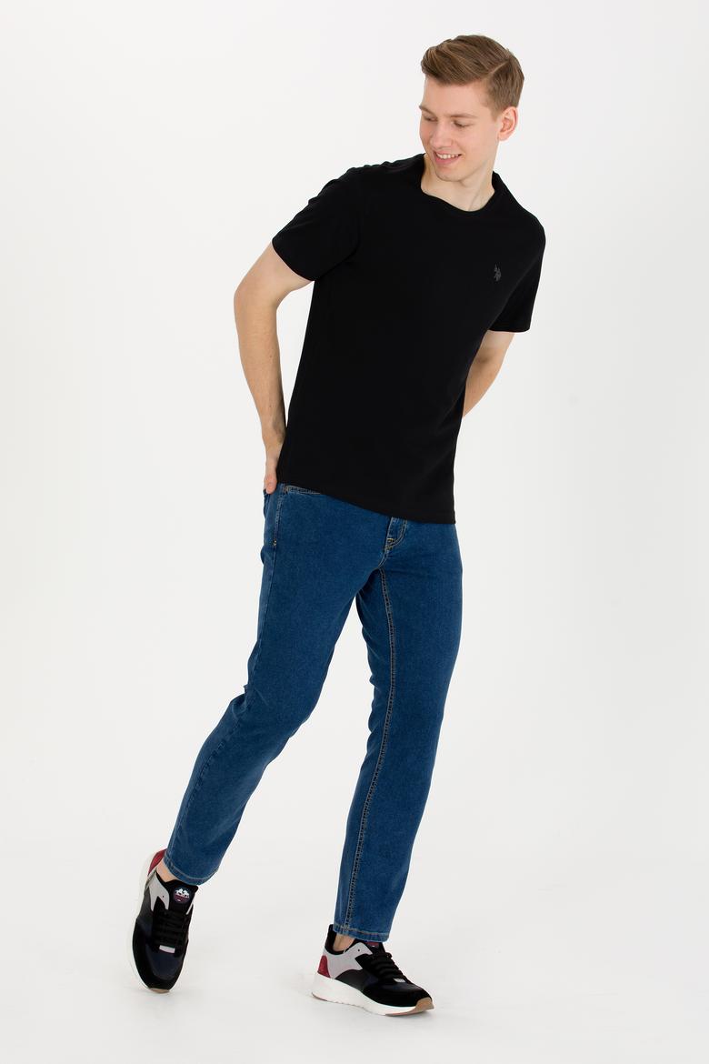 Erkek Siyah Basic Bisiklet Yaka Tişört - 50263026011