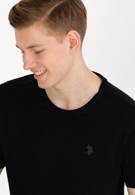 Erkek Siyah Basic Bisiklet Yaka Tişört - 50263026011