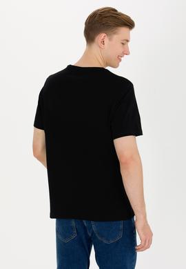 Erkek Siyah Basic Bisiklet Yaka Tişört - 50263026011