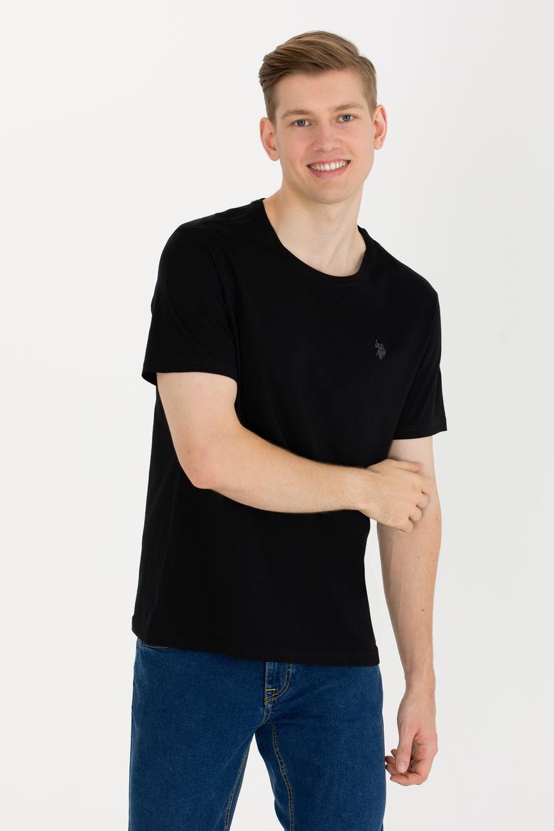 Erkek Siyah Basic Bisiklet Yaka Tişört - 50263026011
