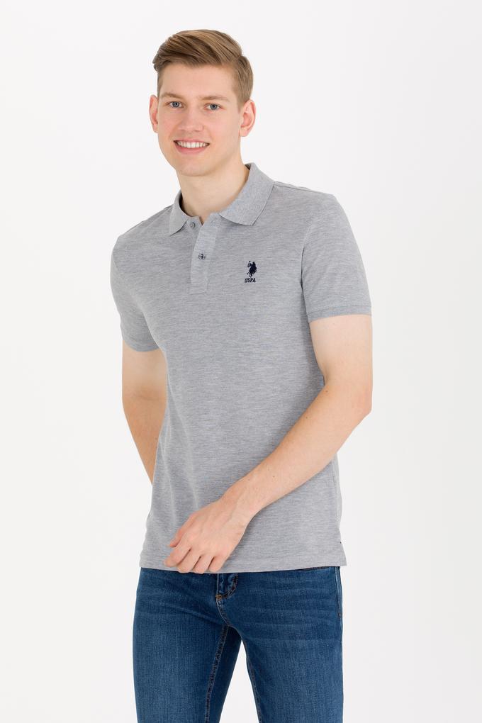 Erkek Gri Melanj Basic Polo Yaka Tişört