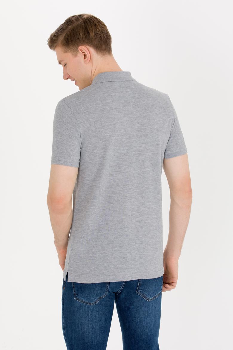 Erkek Gri Melanj Basic Polo Yaka Tişört - 50263238046