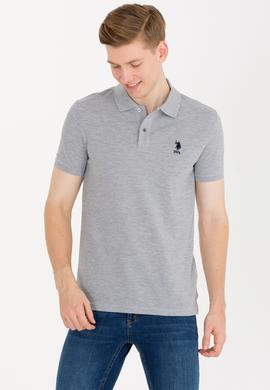 Erkek Gri Melanj Basic Polo Yaka Tişört - 50263238046
