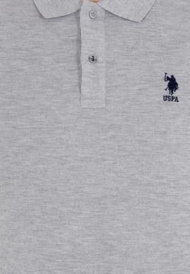 Erkek Gri Melanj Basic Polo Yaka Tişört - 50263238046