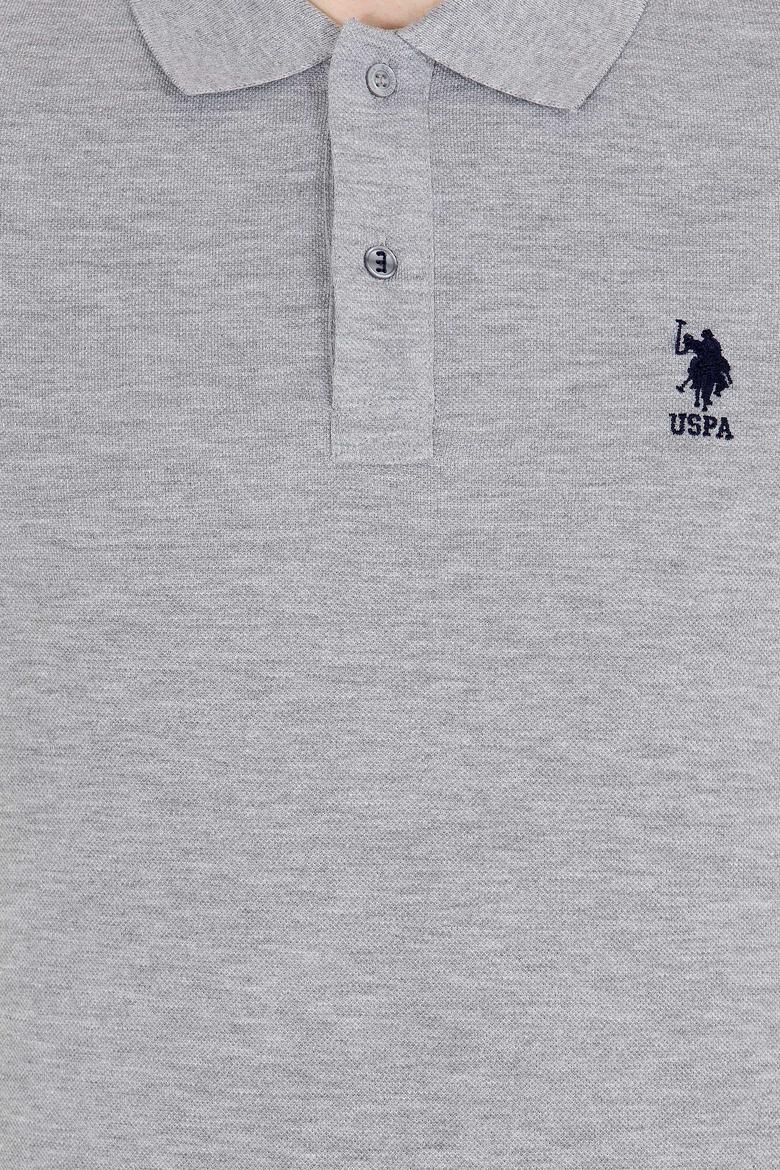 Erkek Gri Melanj Basic Polo Yaka Tişört - 50263238046