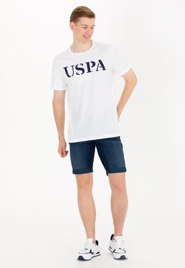 Erkek Beyaz Basic Bisiklet Yaka Tişört - 50262976001