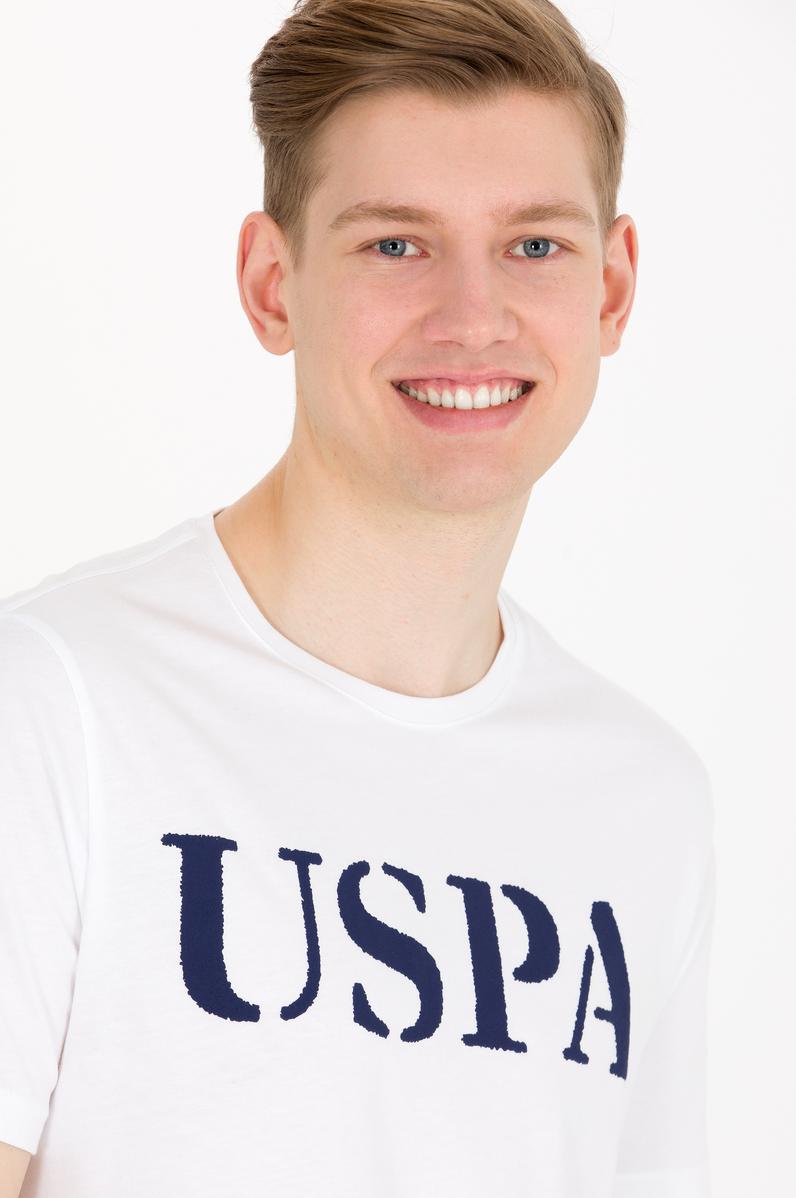 Erkek Beyaz Basic Bisiklet Yaka Tişört