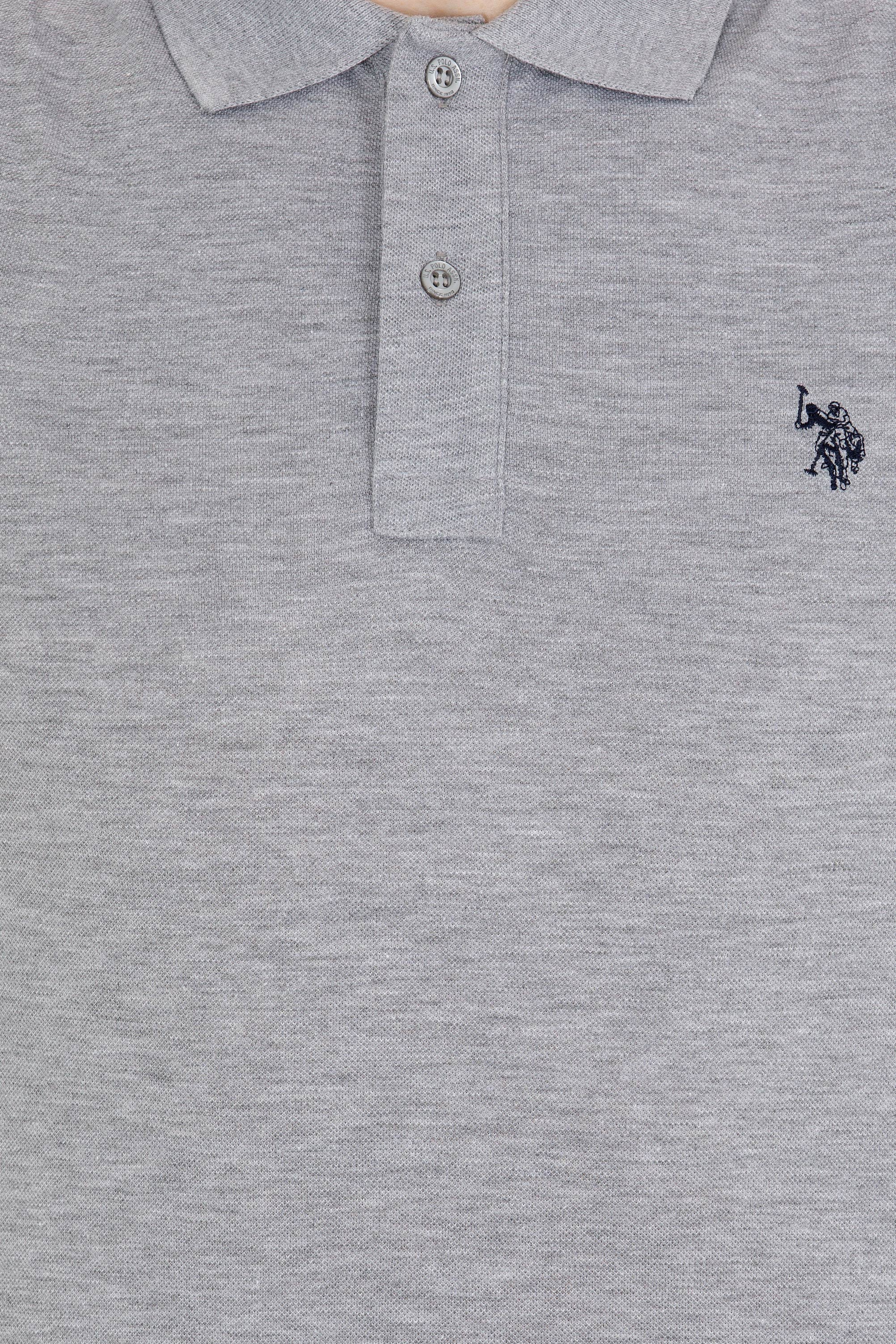 Erkek Gri Melanj Basic Polo Yaka Tişört - Image 6