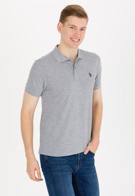 Erkek Gri Melanj Basic Polo Yaka Tişört - 50262933045