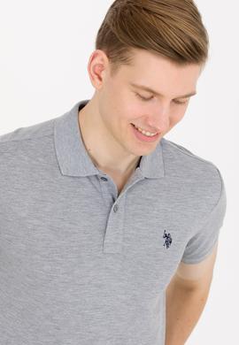 Erkek Gri Melanj Basic Polo Yaka Tişört - 50262933045