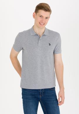 Erkek Gri Melanj Basic Polo Yaka Tişört - 50262933045