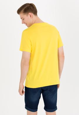 Erkek Koyu Sarı Basic Bisiklet Yaka Tişört - 50262976057