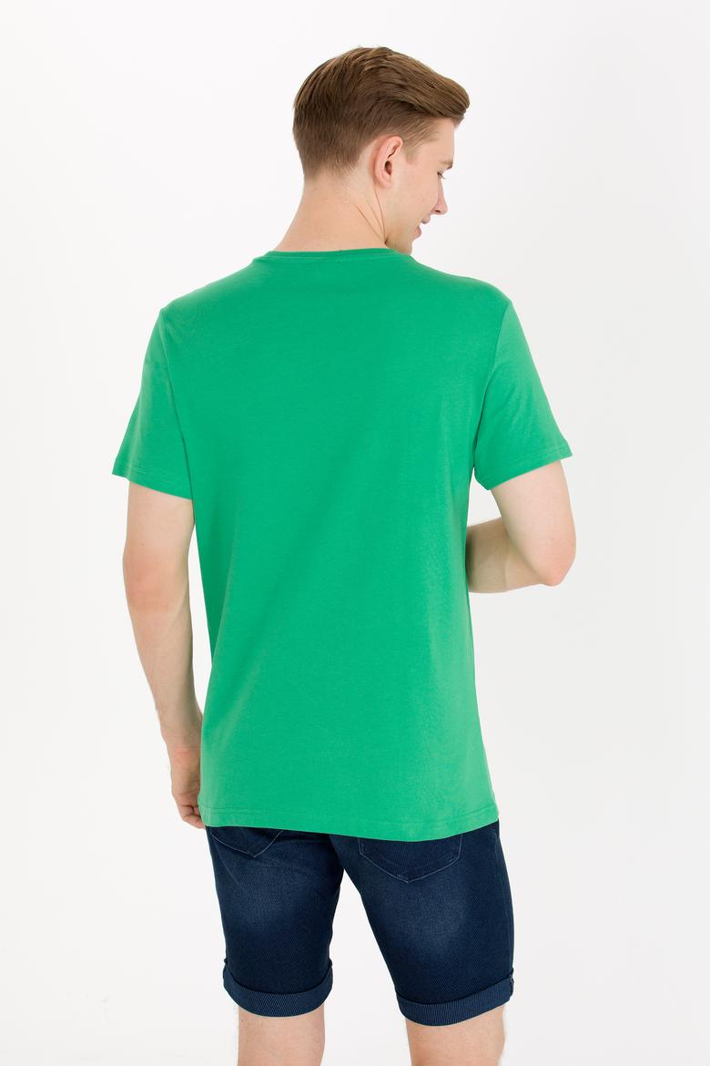 Erkek Yeşil Basic Bisiklet Yaka Tişört - 50262976182
