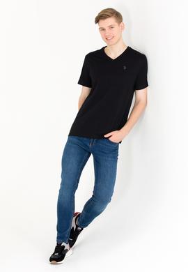 Erkek Siyah Basic V Yaka Tişört - 50263203019