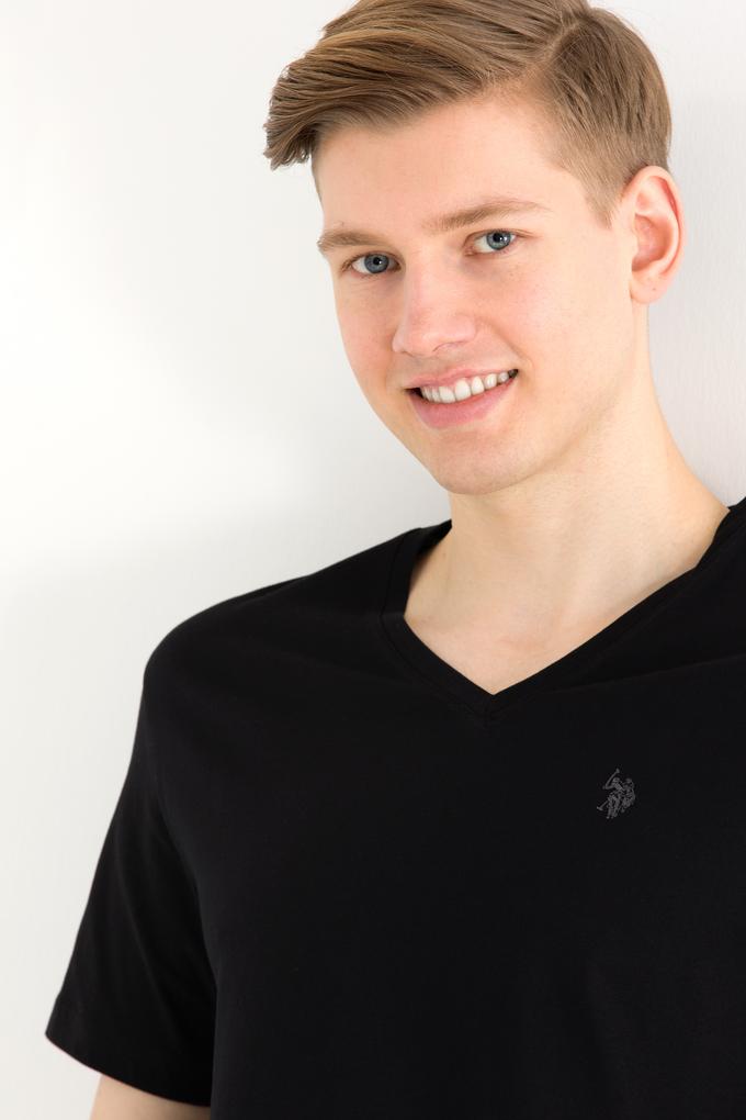 Erkek Siyah Basic V Yaka Tişört