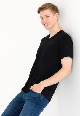 Erkek Siyah Basic V Yaka Tişört - 50263203019