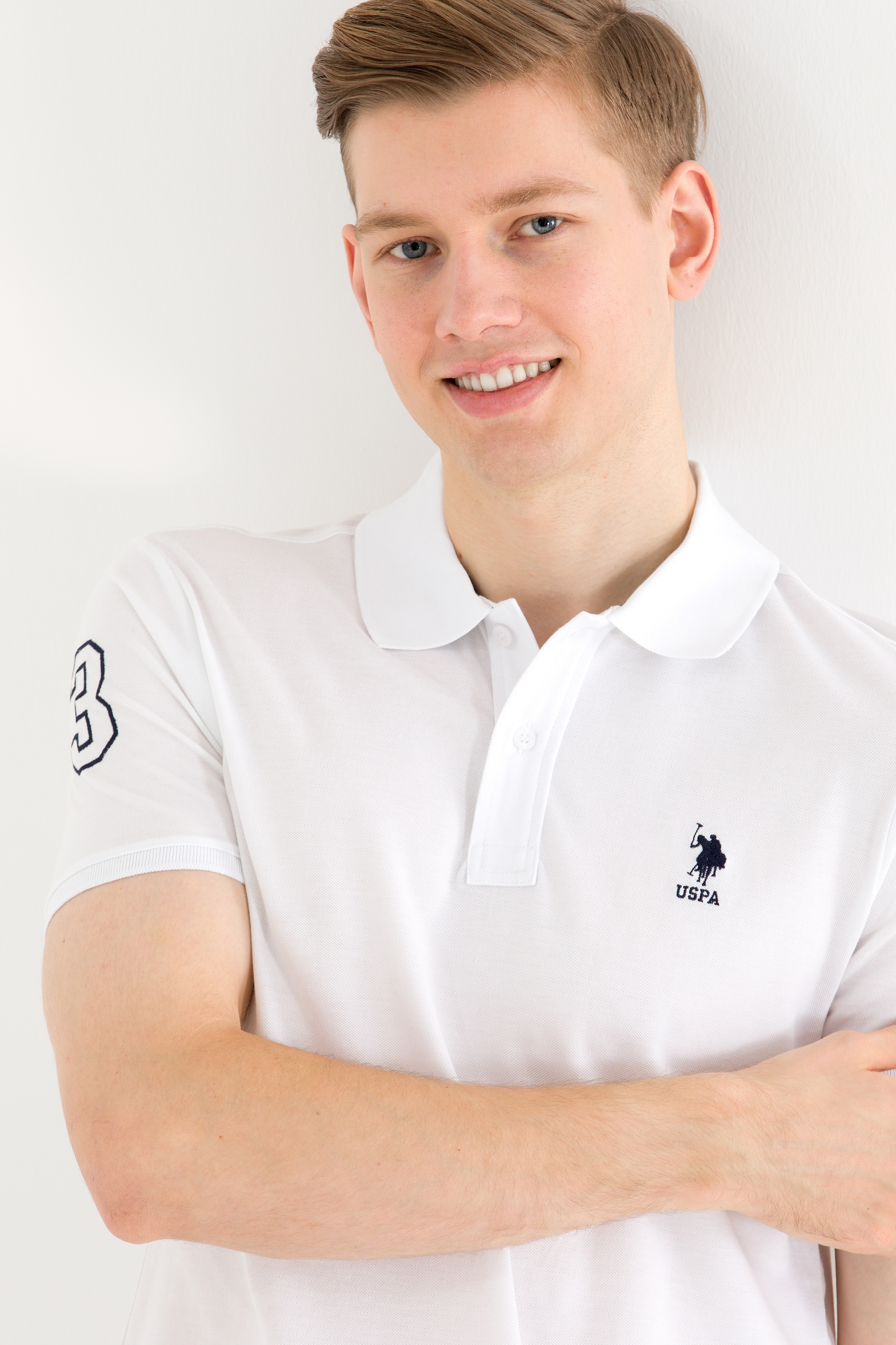 Erkek Beyaz Basic Polo Yaka Tişört