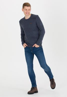 Erkek İndigo Bisiklet Yaka Triko Kazak - 50256452014