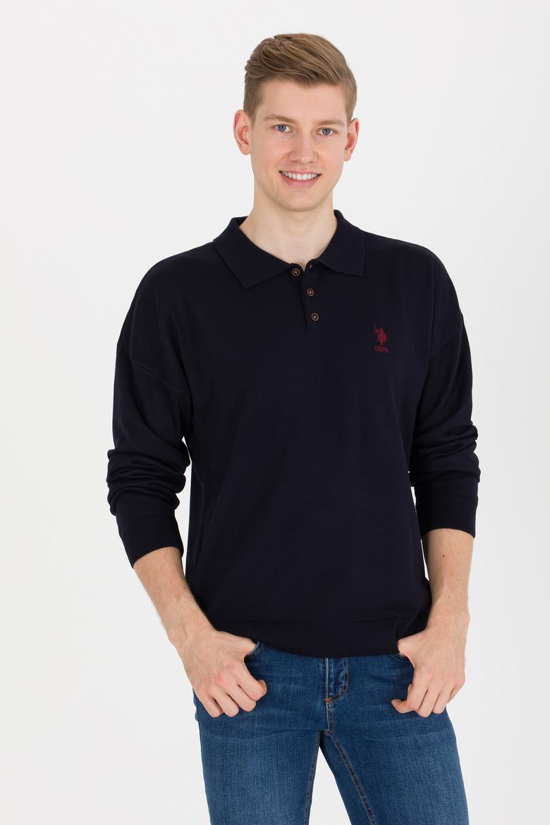 Erkek Lacivert Polo Yaka Triko Kazak - 50257694001