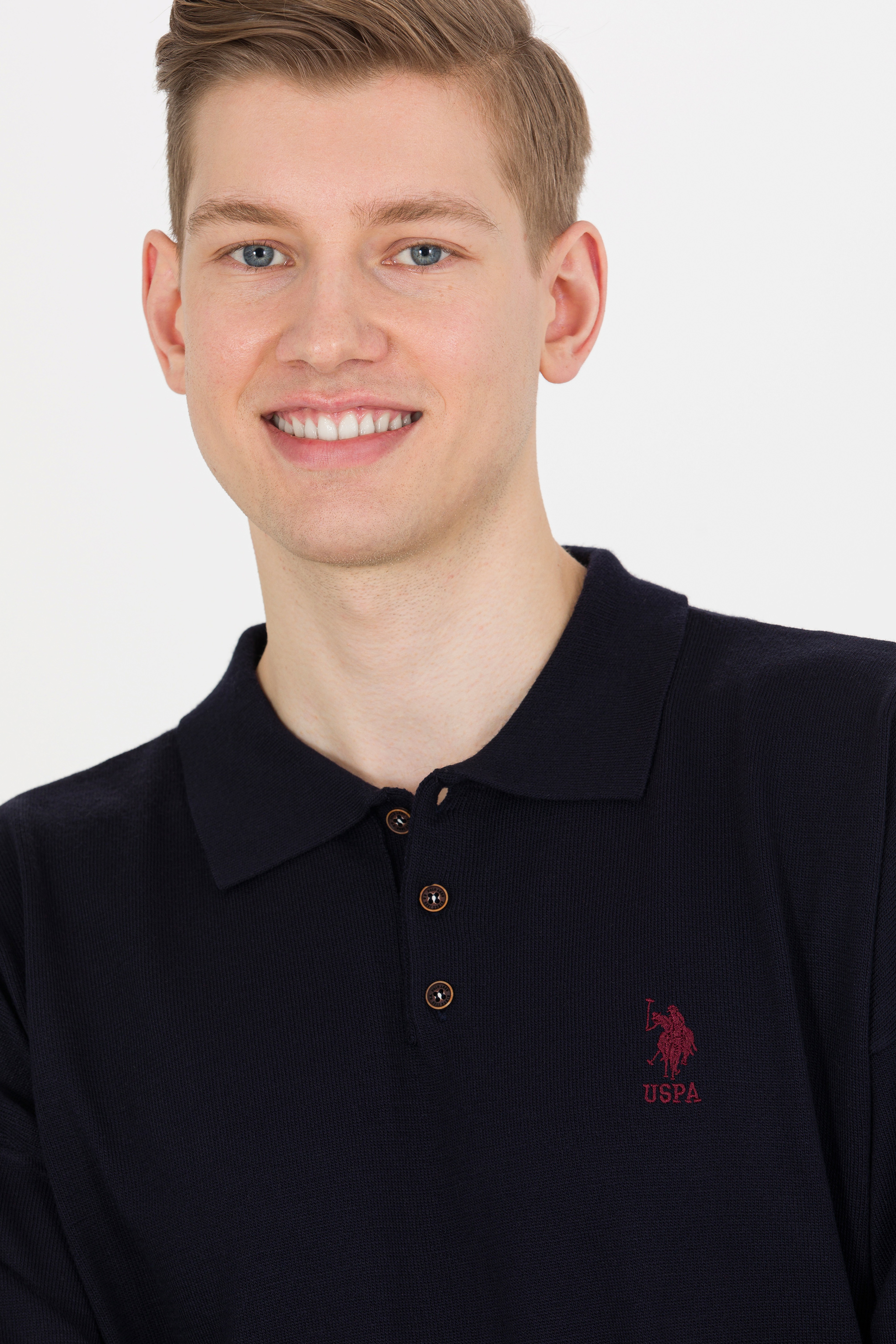 Erkek Lacivert Polo Yaka Triko Kazak - Image 2