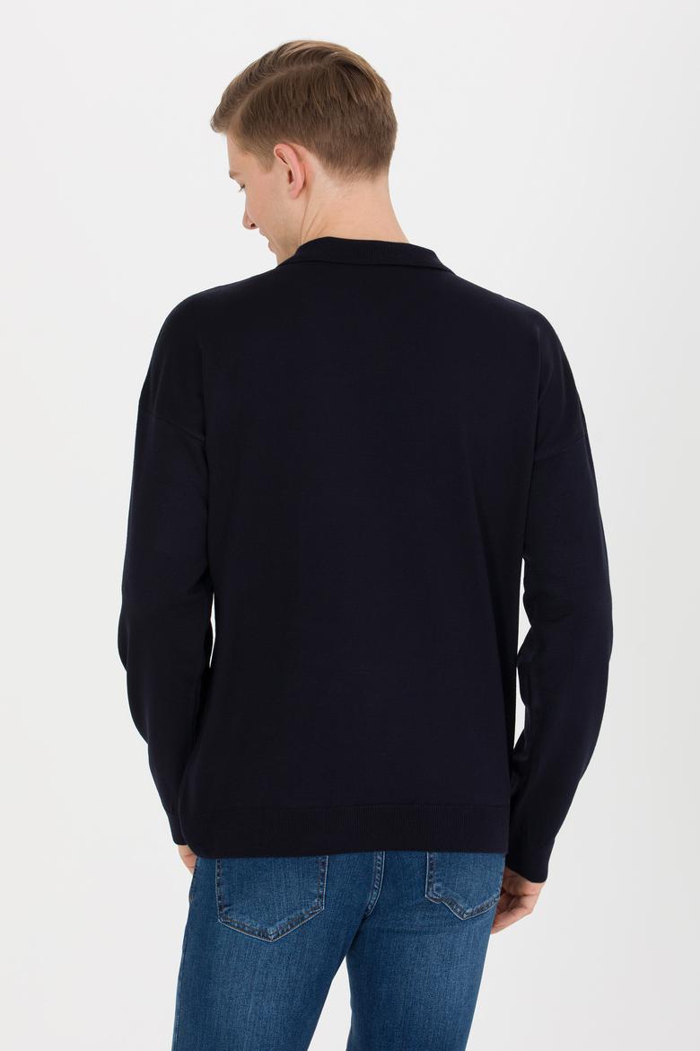 Erkek Lacivert Polo Yaka Triko Kazak - 50257694001