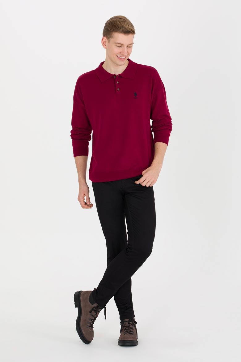 Erkek Bordo Polo Yaka Triko Kazak - 50257694010