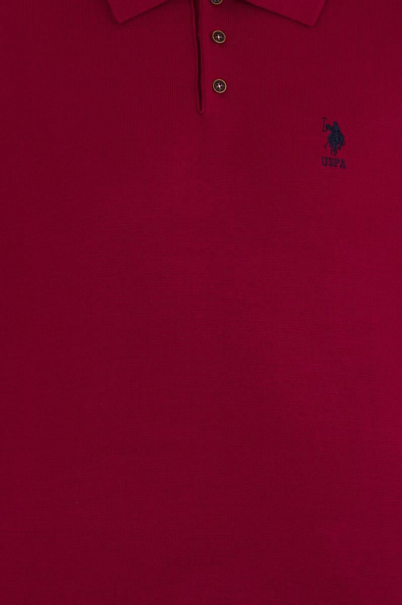 Erkek Bordo Polo Yaka Triko Kazak