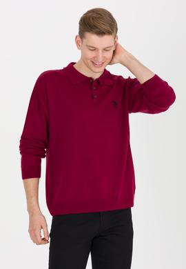 Erkek Bordo Polo Yaka Triko Kazak - 50257694010