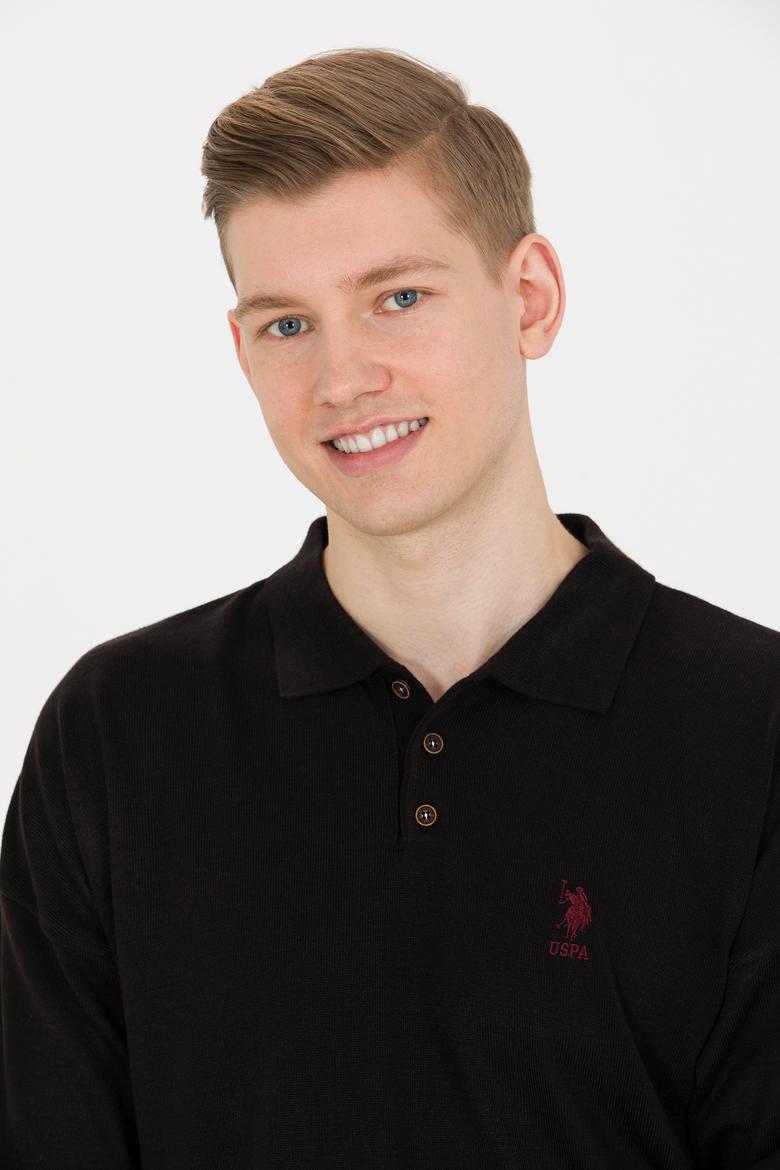 Erkek Siyah Polo Yaka Triko Kazak - 50257694028