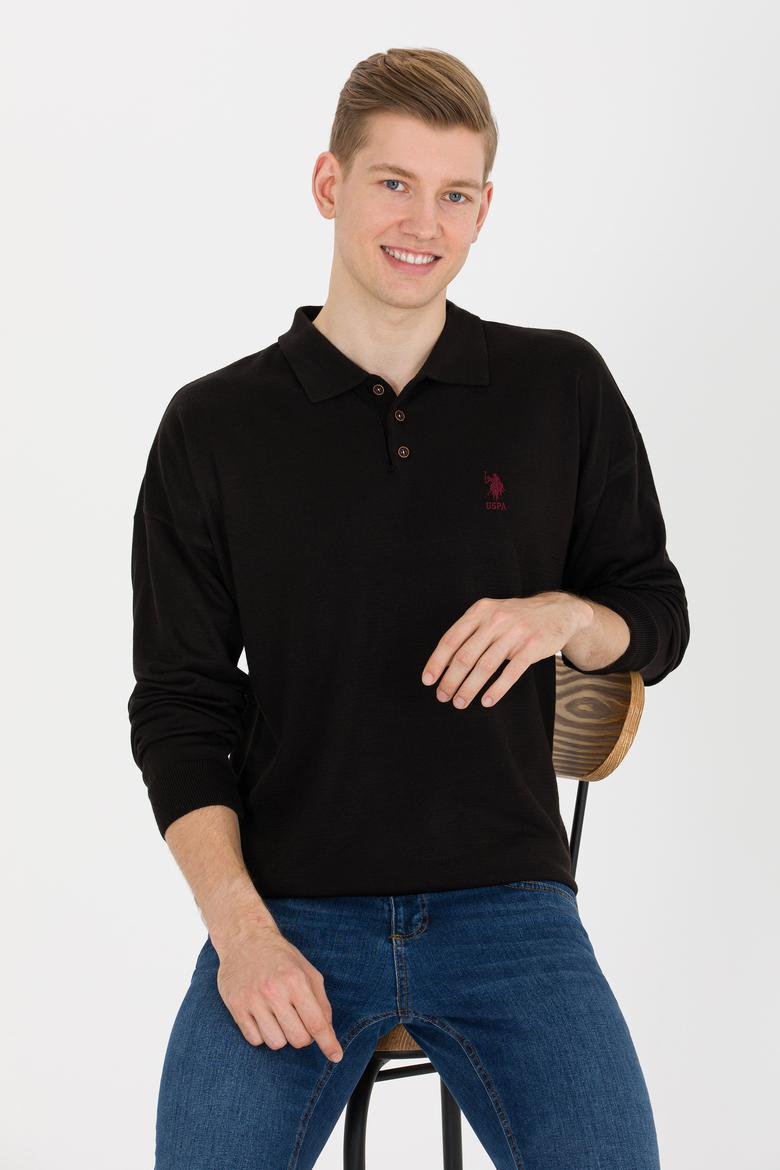 Erkek Siyah Polo Yaka Triko Kazak - 50257694028