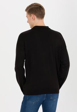 Erkek Siyah Polo Yaka Triko Kazak - 50257694028