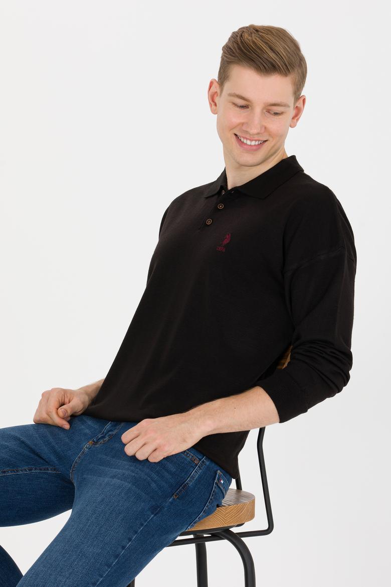 Erkek Siyah Polo Yaka Triko Kazak - 50257694028