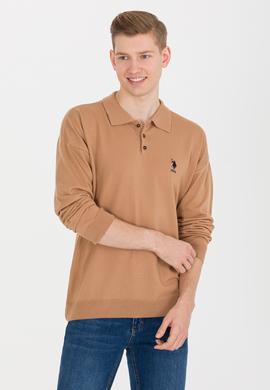 Erkek Camel Melanj Polo Yaka Triko Kazak - 50257694037