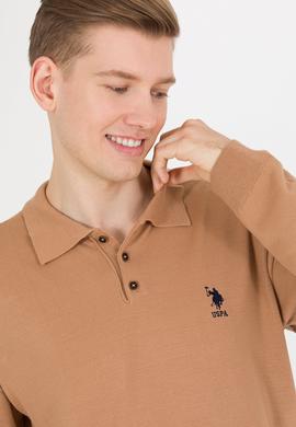 Erkek Camel Melanj Polo Yaka Triko Kazak - 50257694037