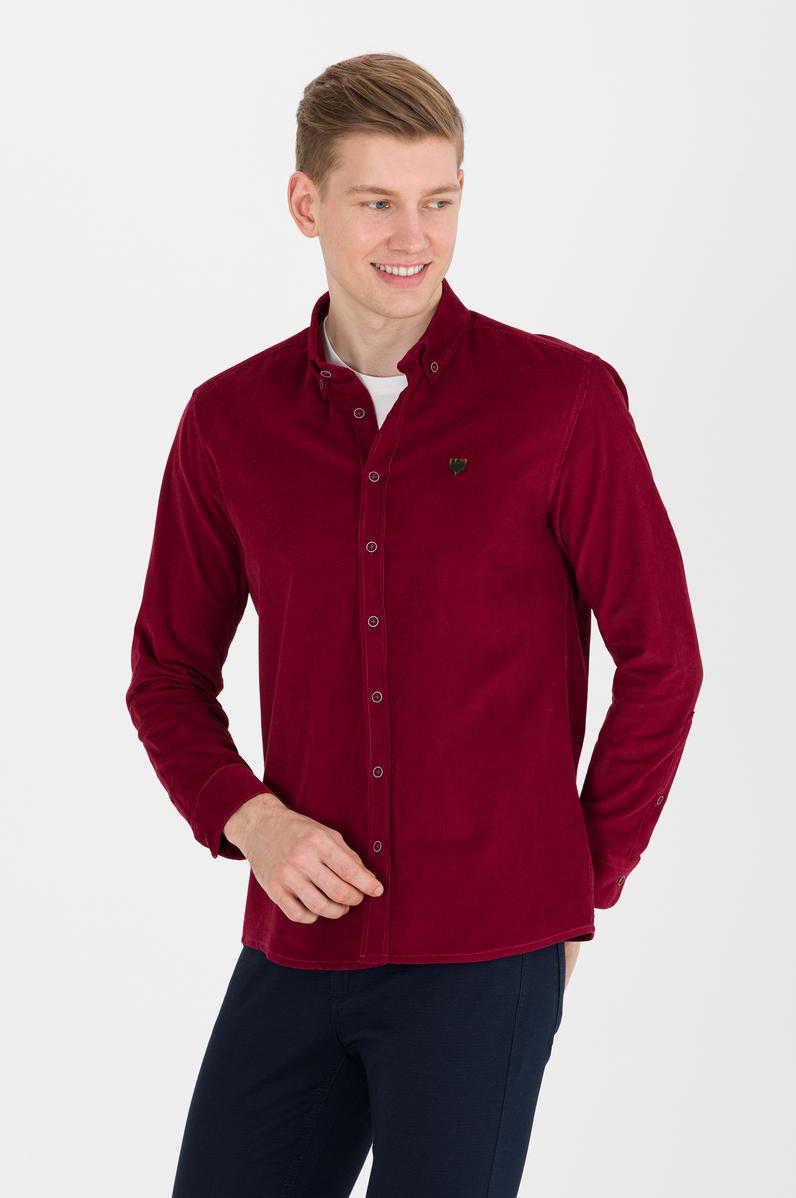 Erkek Vişne Uzun Kollu Gömlek