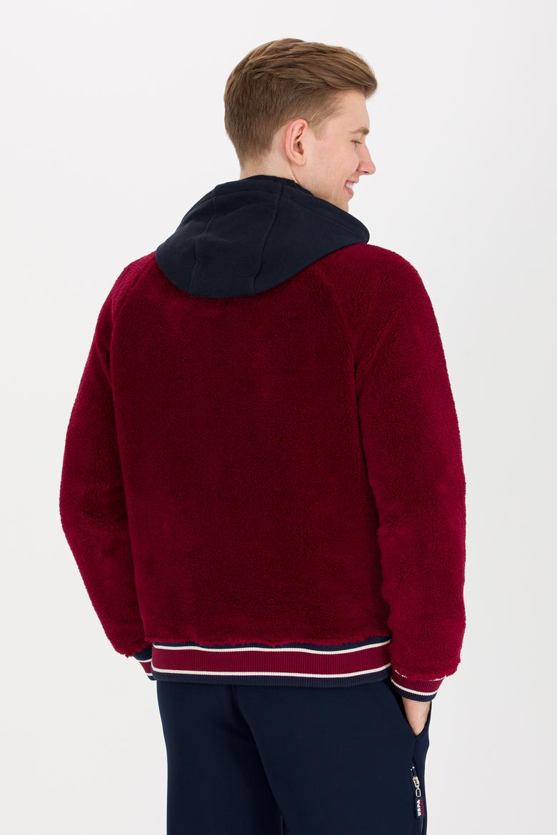 Erkek Vişne Dik Yaka Örme Hırka - 50253186013