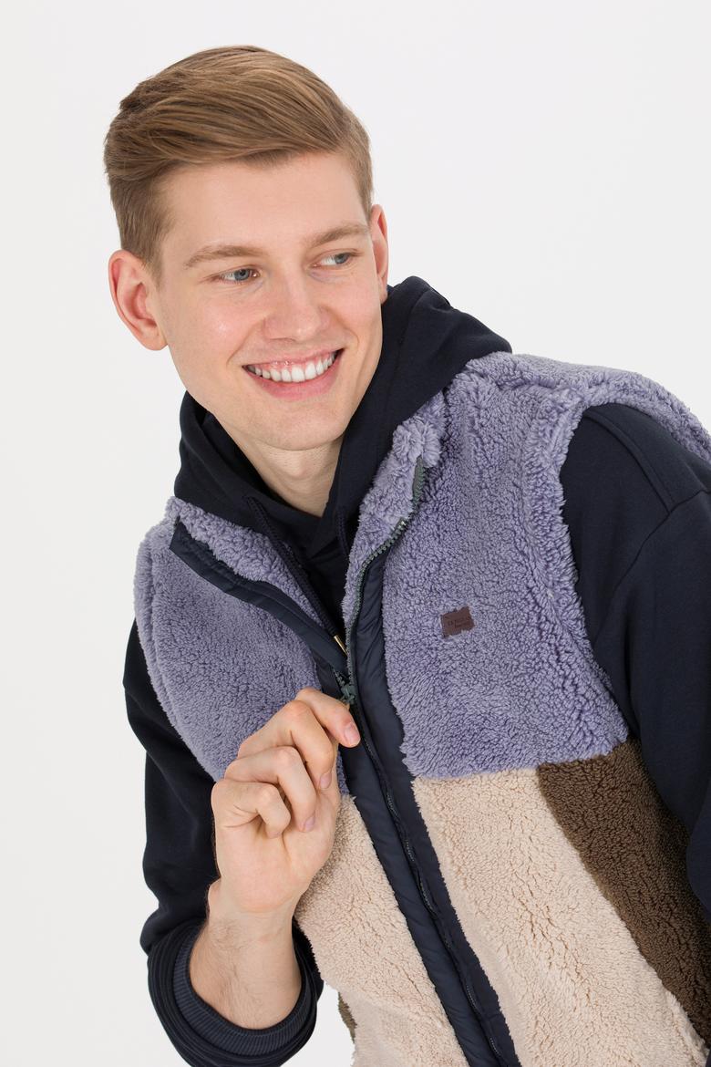 Erkek Gri Dik Yaka Örme Hırka