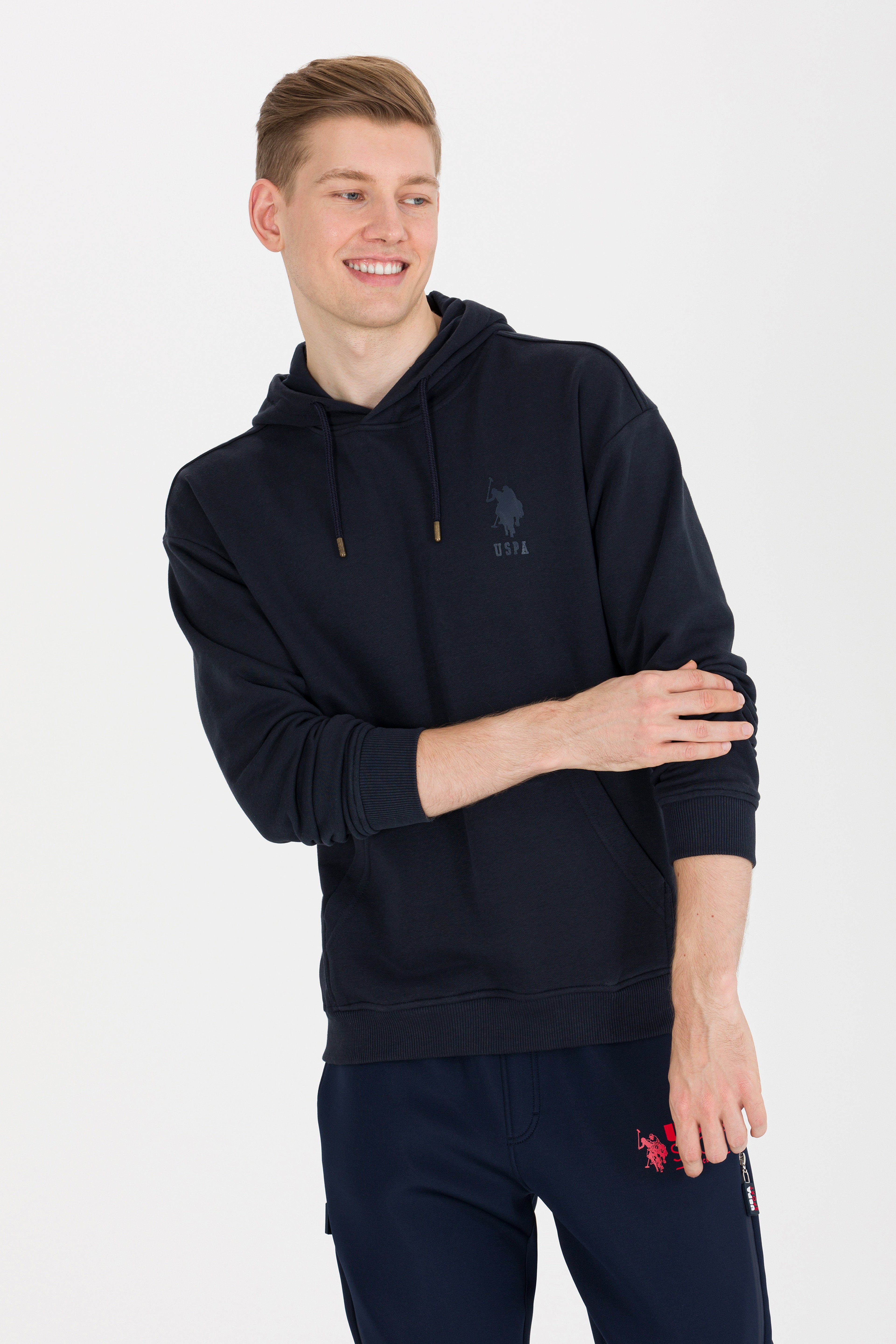 Erkek Lacivert Kapüşonlu Sweatshirt - Image 2