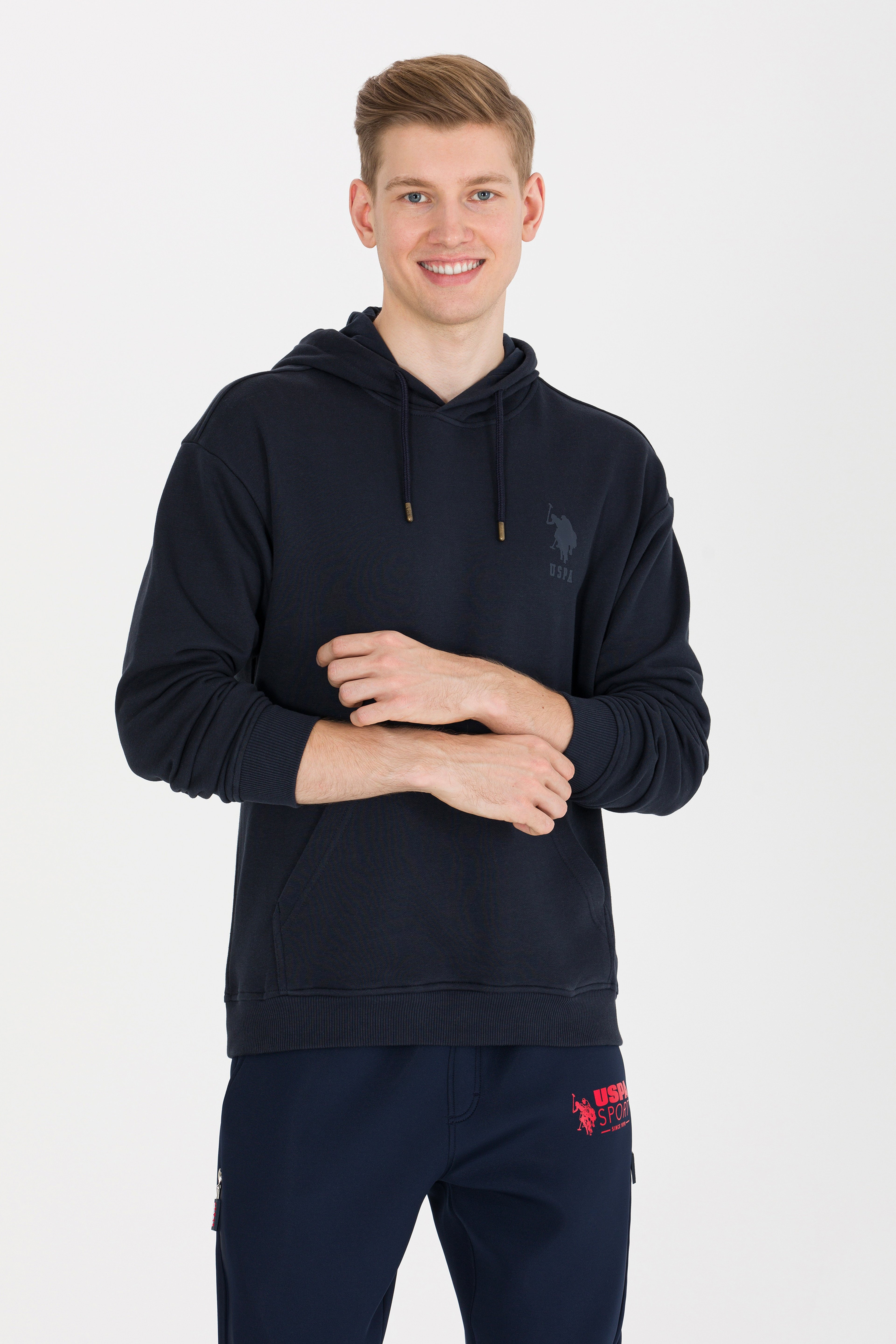 Erkek Lacivert Kapüşonlu Sweatshirt - Image 4