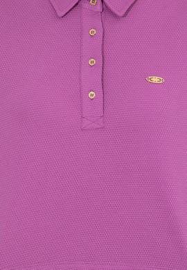 Kadın Menekşe Polo Yaka Crop Tişört - 50249063026