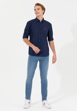 Erkek Lacivert Uzun Kollu Basic Gömlek - 50249489027