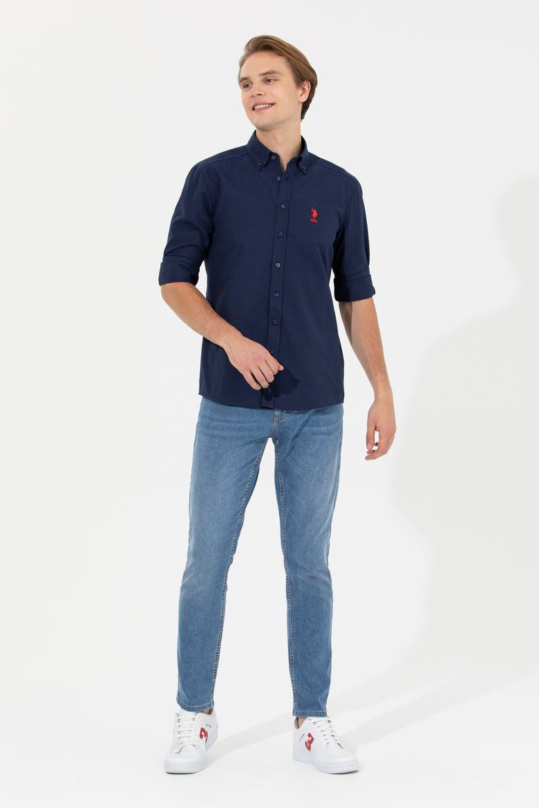 Erkek Lacivert Uzun Kollu Basic Gömlek - 50249489027