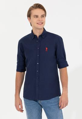 Erkek Lacivert Uzun Kollu Basic Gömlek - 50249489027