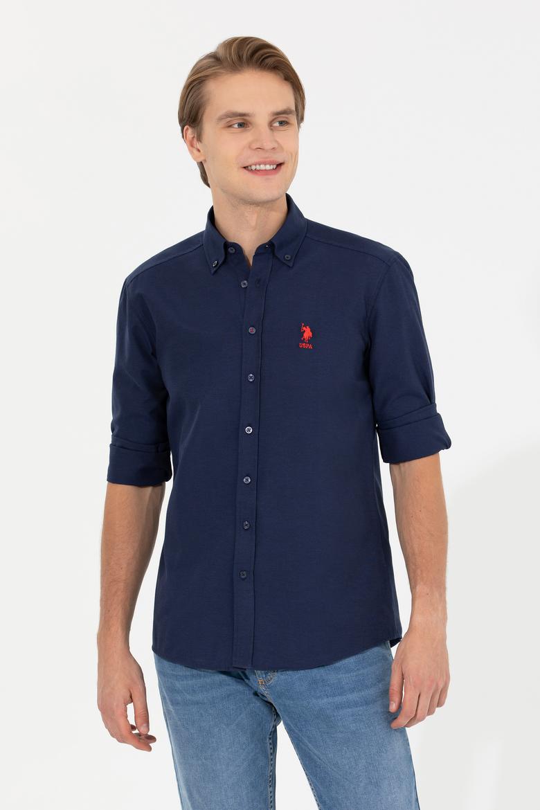 Erkek Lacivert Uzun Kollu Basic Gömlek - 50249489027