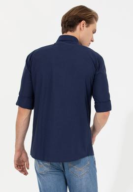 Erkek Lacivert Uzun Kollu Basic Gömlek - 50249489027